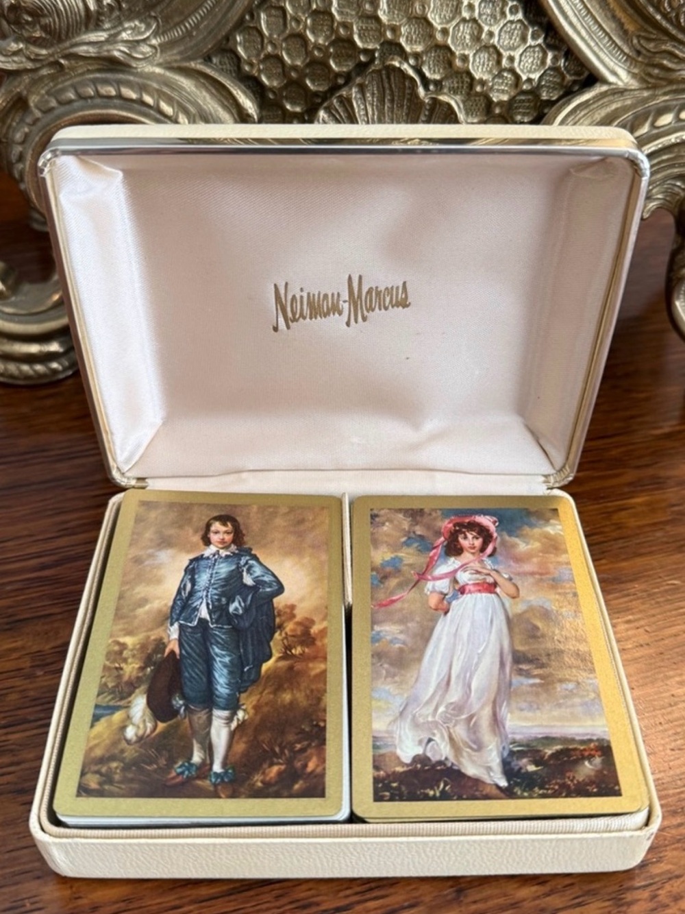 Neiman Marcus Vintage Double Decorative Playing Cards with Pinkie & Blue Boy - Picture 1 of 16